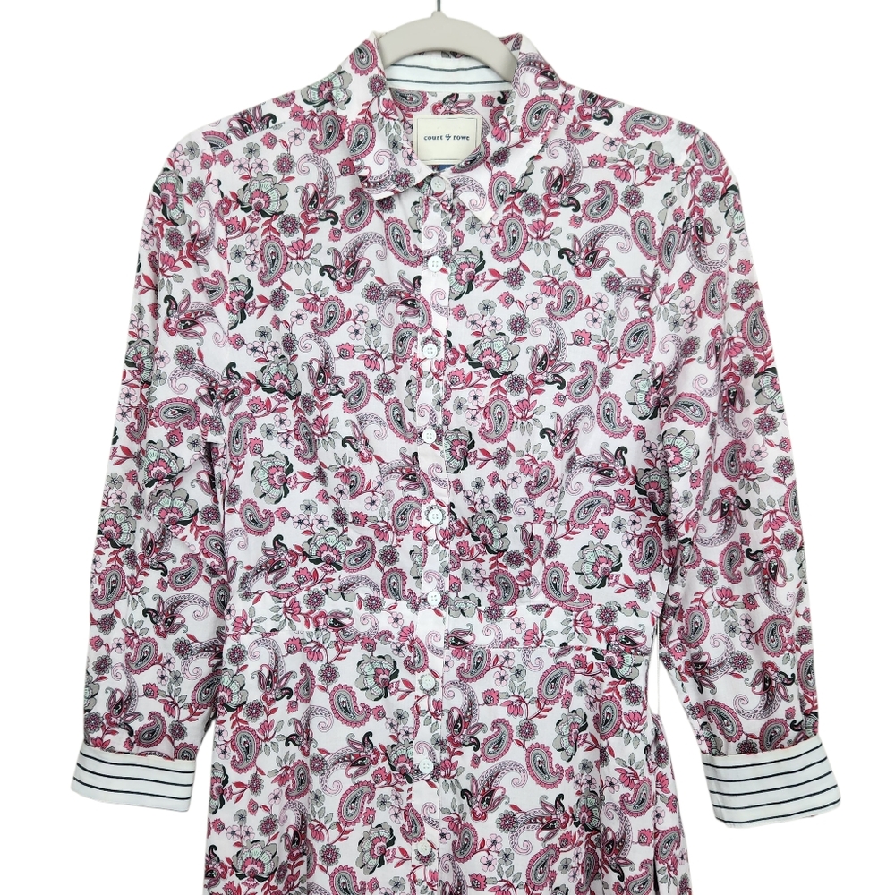 Court & Row Devon Classic Fresh Peony Paisley Floral Shirt Dress Womens Size 4 - Picture 7 of 15